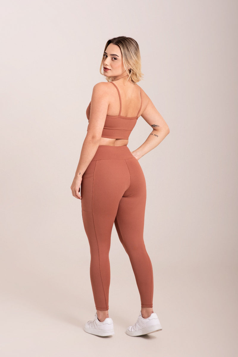 Calça Legging Poliamida Com Bolsos